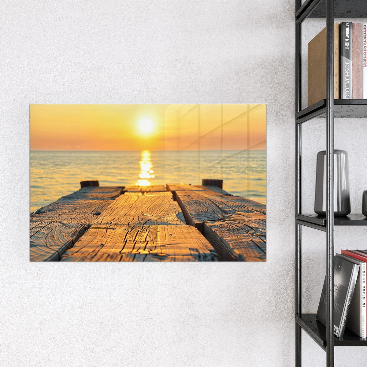 Magnettafel - Holzsteg am Meer – Holzsteg ins goldene Meer
