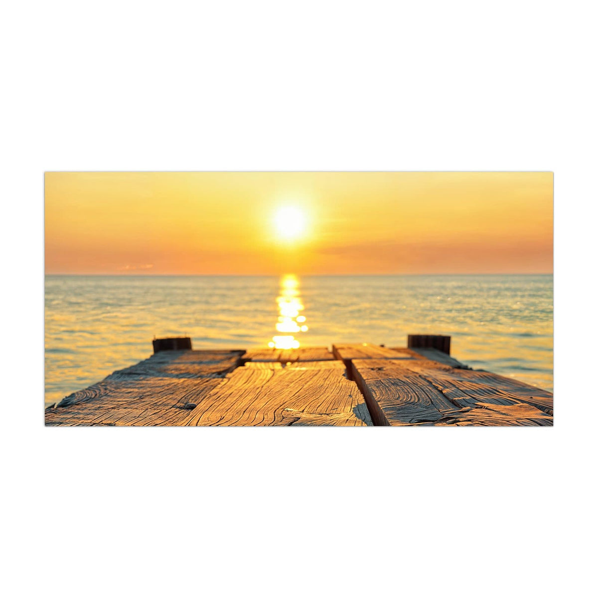 Küchenrückwand aus Glas Holzsteg am Meer im Hochformat, Motiv bildfüllend von vorn