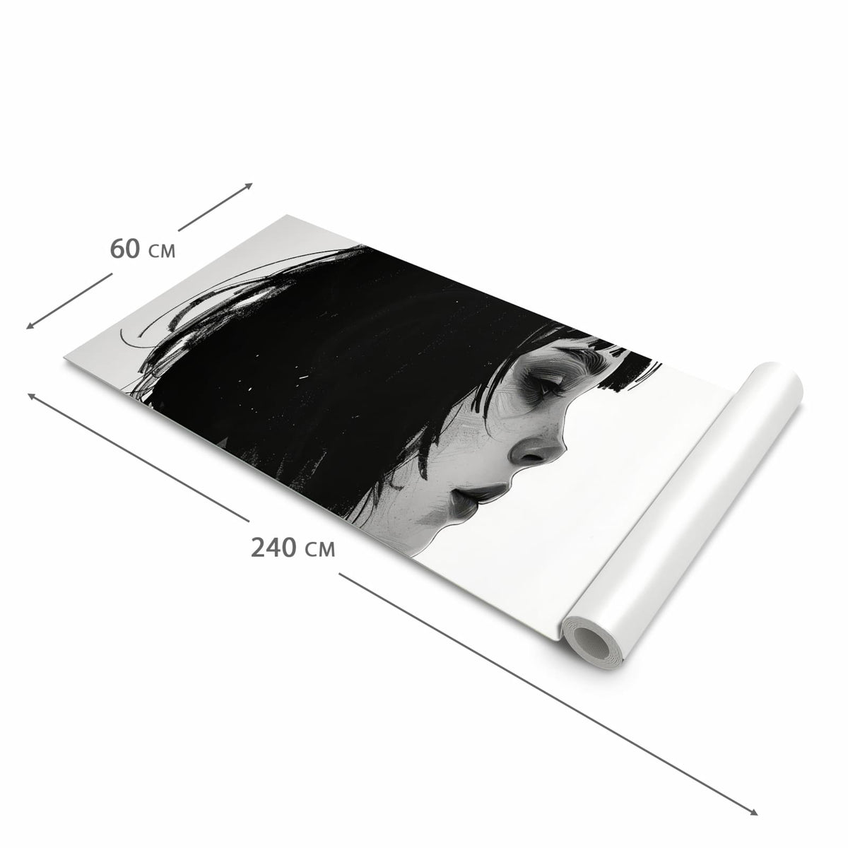 Langlebiger moderner Küchenläufer mit Motiv Silhouetten Porträt in der Grösse 60x180 cm