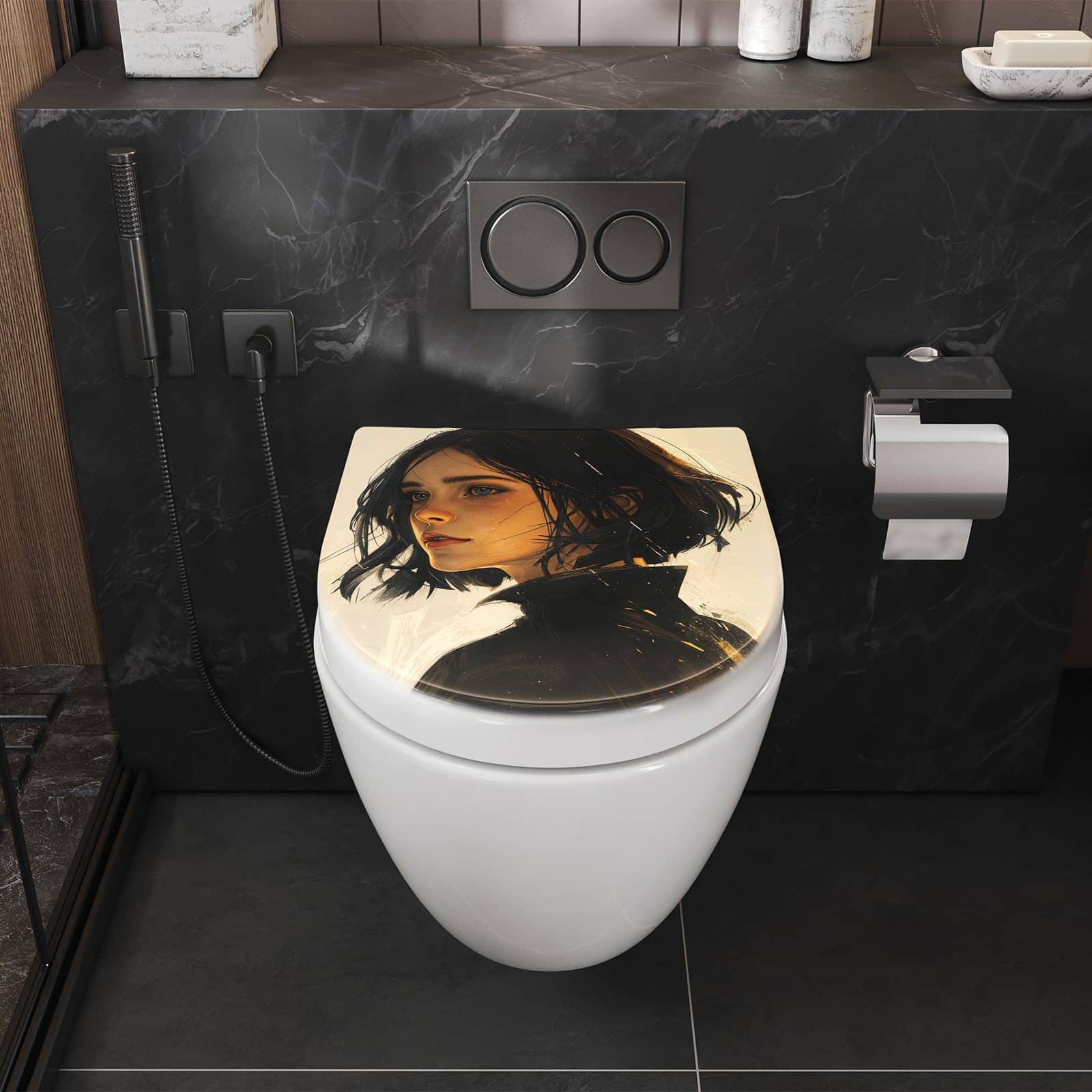 WC-Sitz mit Absenkautomatik Porträt junge Frau