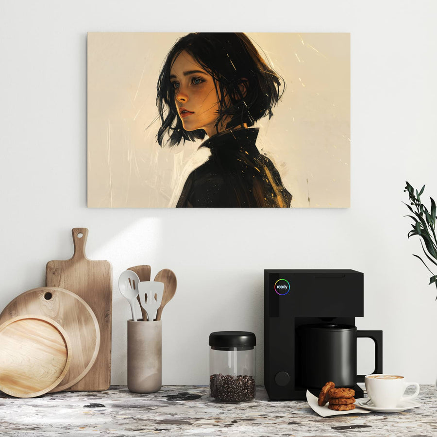 Maße Metall Magnettafel - Frau mit dunklem Bob