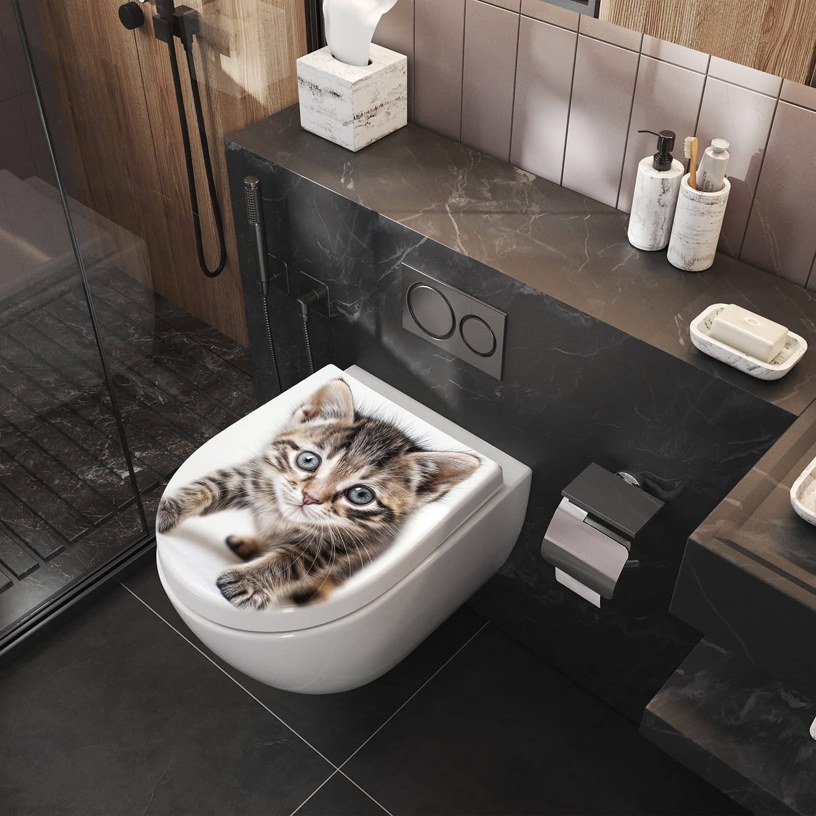 WC-Sitz mit Absenkautomatik Sanfte Katzenjunges