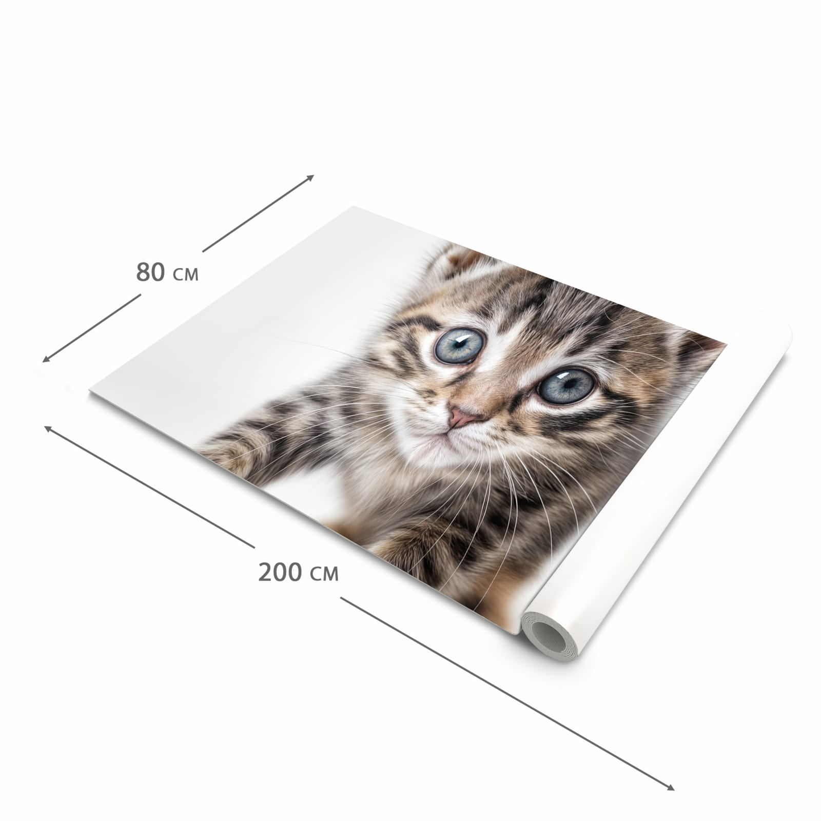 Farbbeständiger waschbarer Teppich Esstisch mit Motiv Sanfte Katzenjunges in der Grösse 60x150 cm