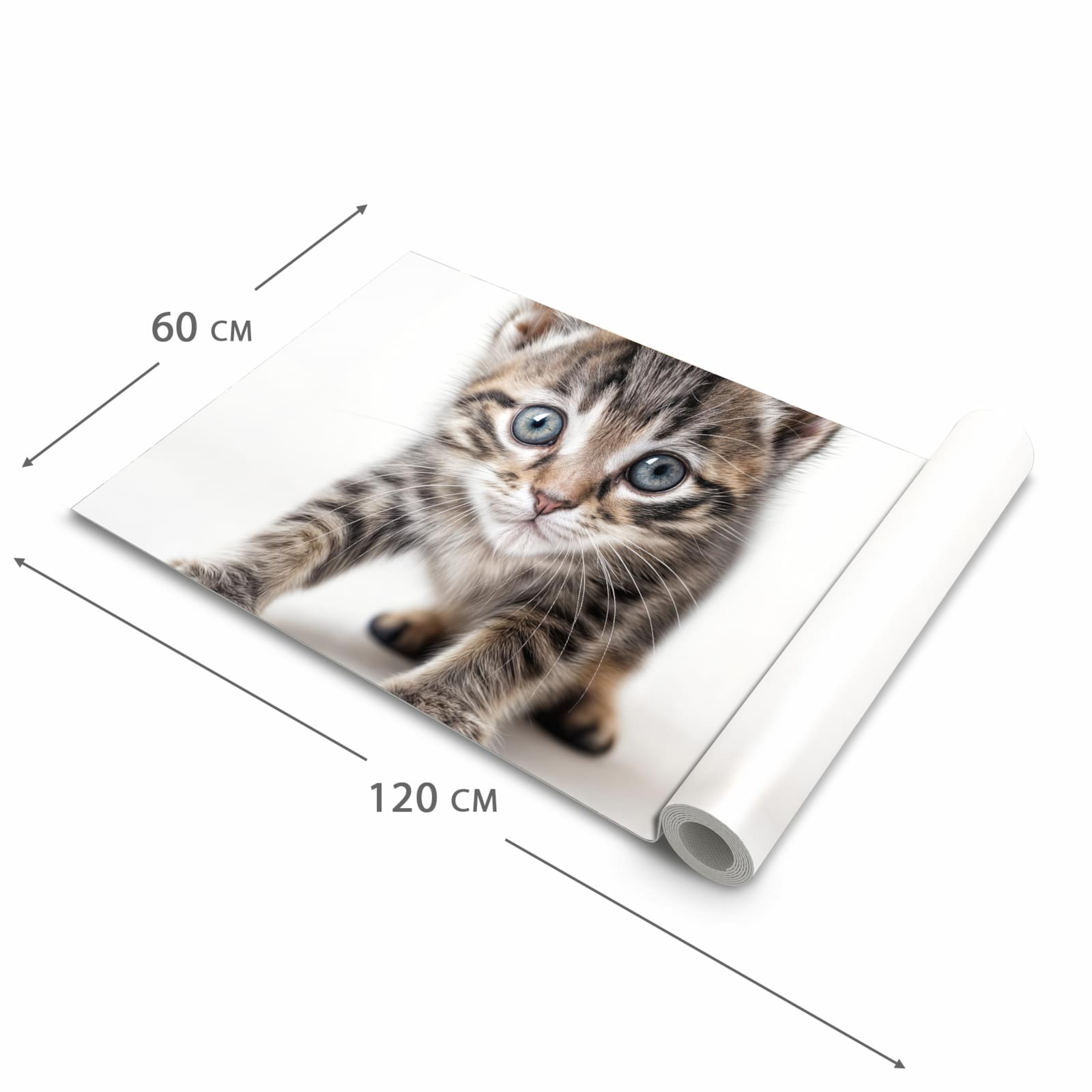 Waschbarer langer Teppich mit Motiv Sanfte Katzenjunges in der Größe 60x150 cm