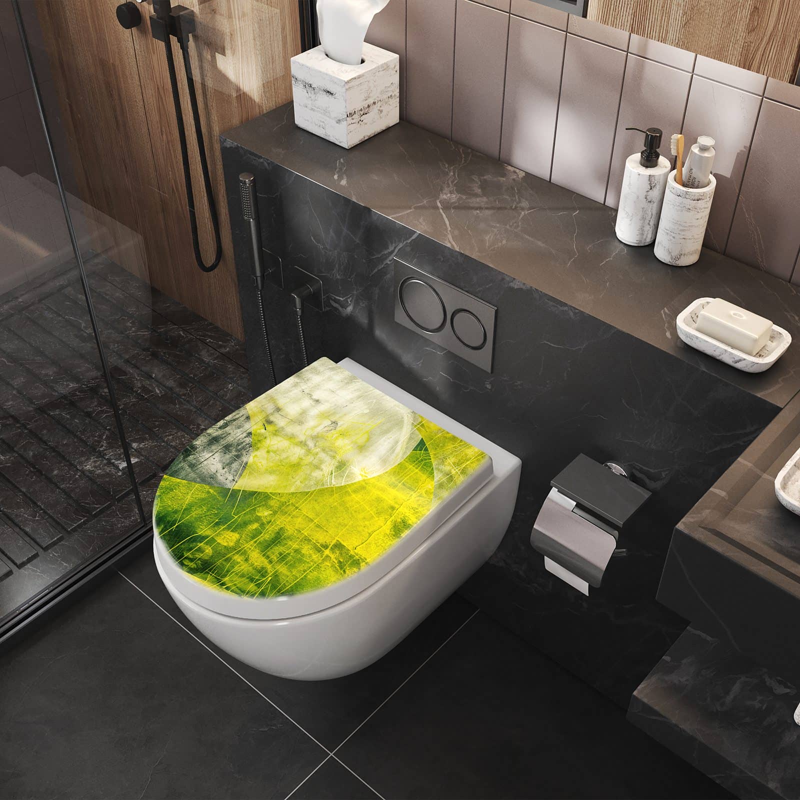 WC-Sitz mit Absenkautomatik Abstraktkunst