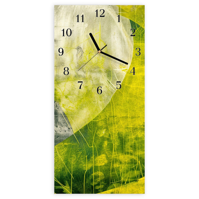 Wanduhr Abstraktkunst aus Glas – Hochformat 30 × 60 cm mit Ziffernblatt Klassisch