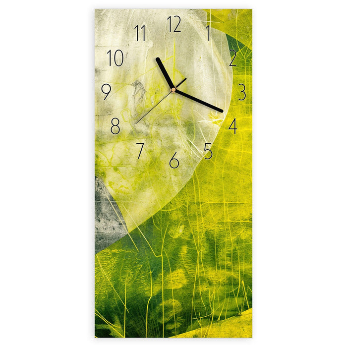 Wanduhr Abstraktkunst aus Glas – Hochformat 30 × 60 cm mit Ziffernblatt Elegant