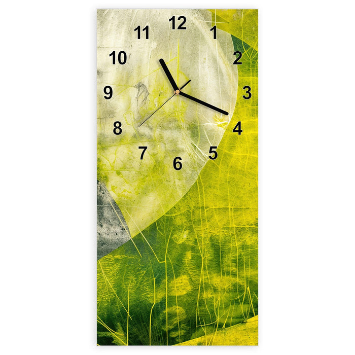 Wanduhr Abstraktkunst aus Glas – Hochformat 30 × 60 cm mit Ziffernblatt Modern