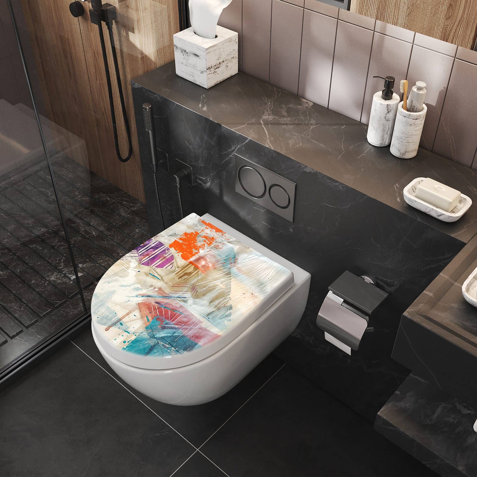 WC-Sitz mit Absenkautomatik Abstrakte Kunst