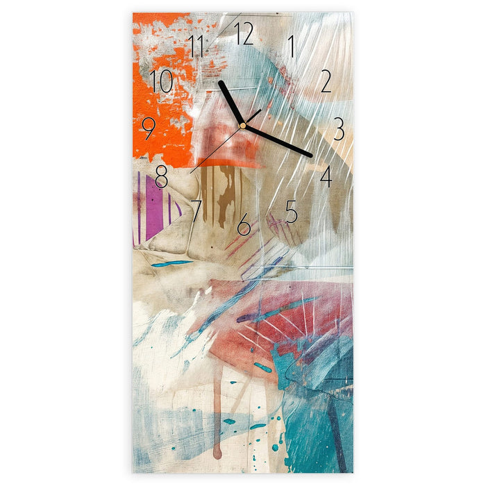 Wanduhr Moderne Abstraktion aus Glas – Hochformat 30 × 60 cm mit Ziffernblatt Elegant