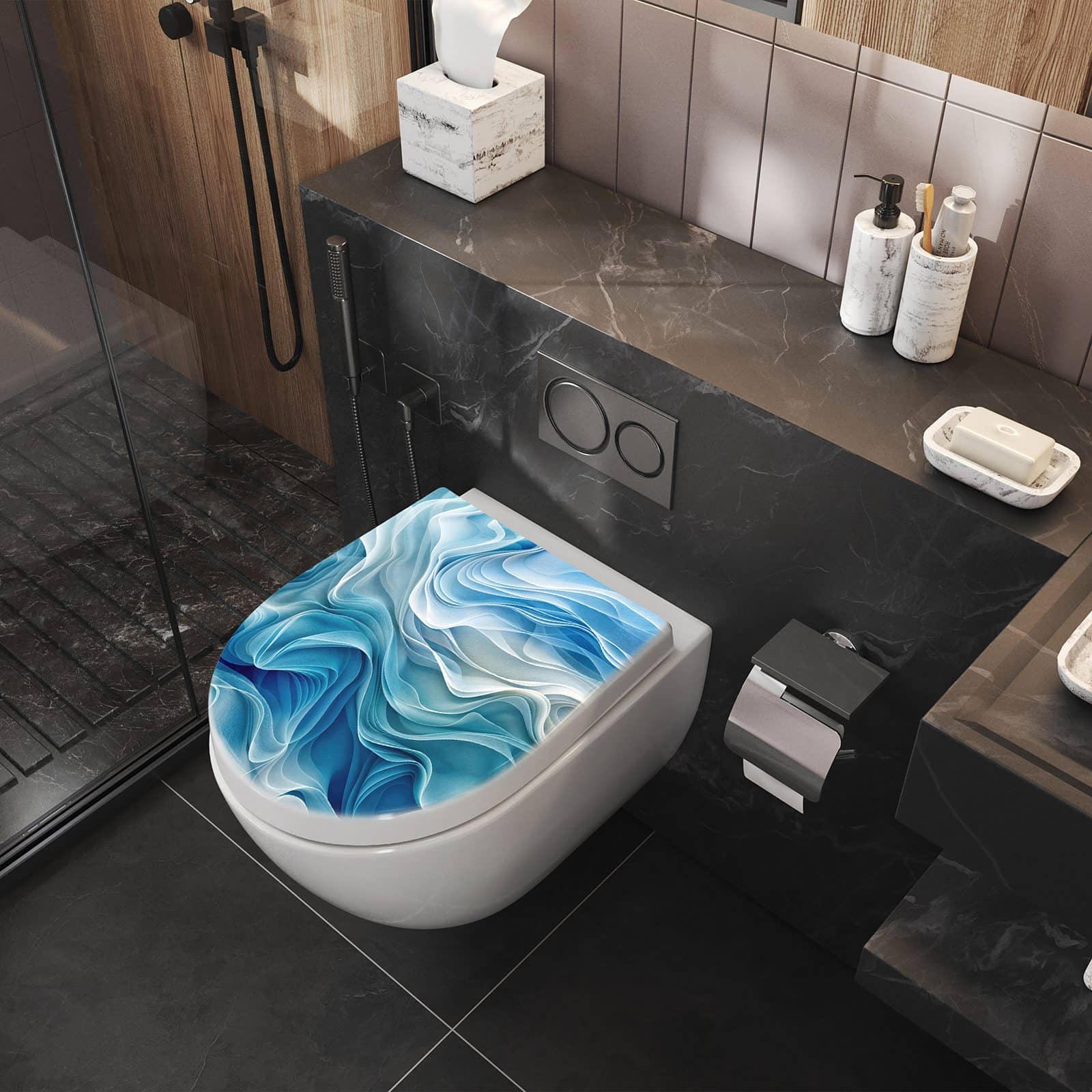 WC-Sitz mit Absenkautomatik Wellenfließend