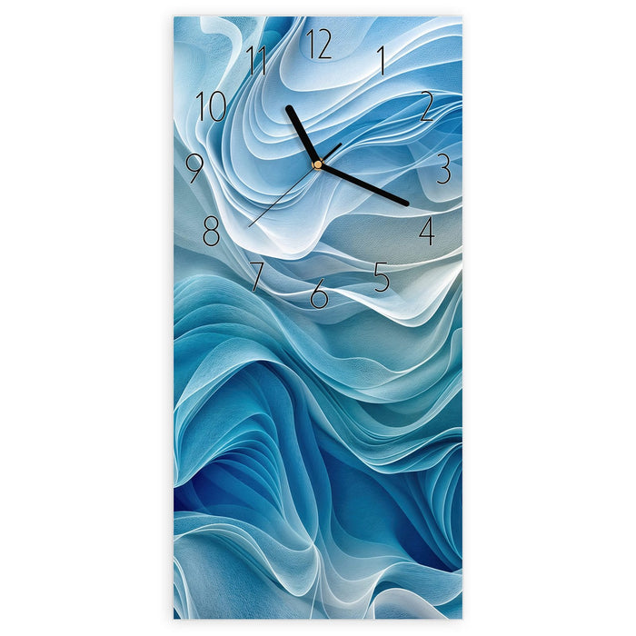 Wanduhr Wellenfließend aus Glas – Hochformat 30 × 60 cm mit Ziffernblatt Elegant