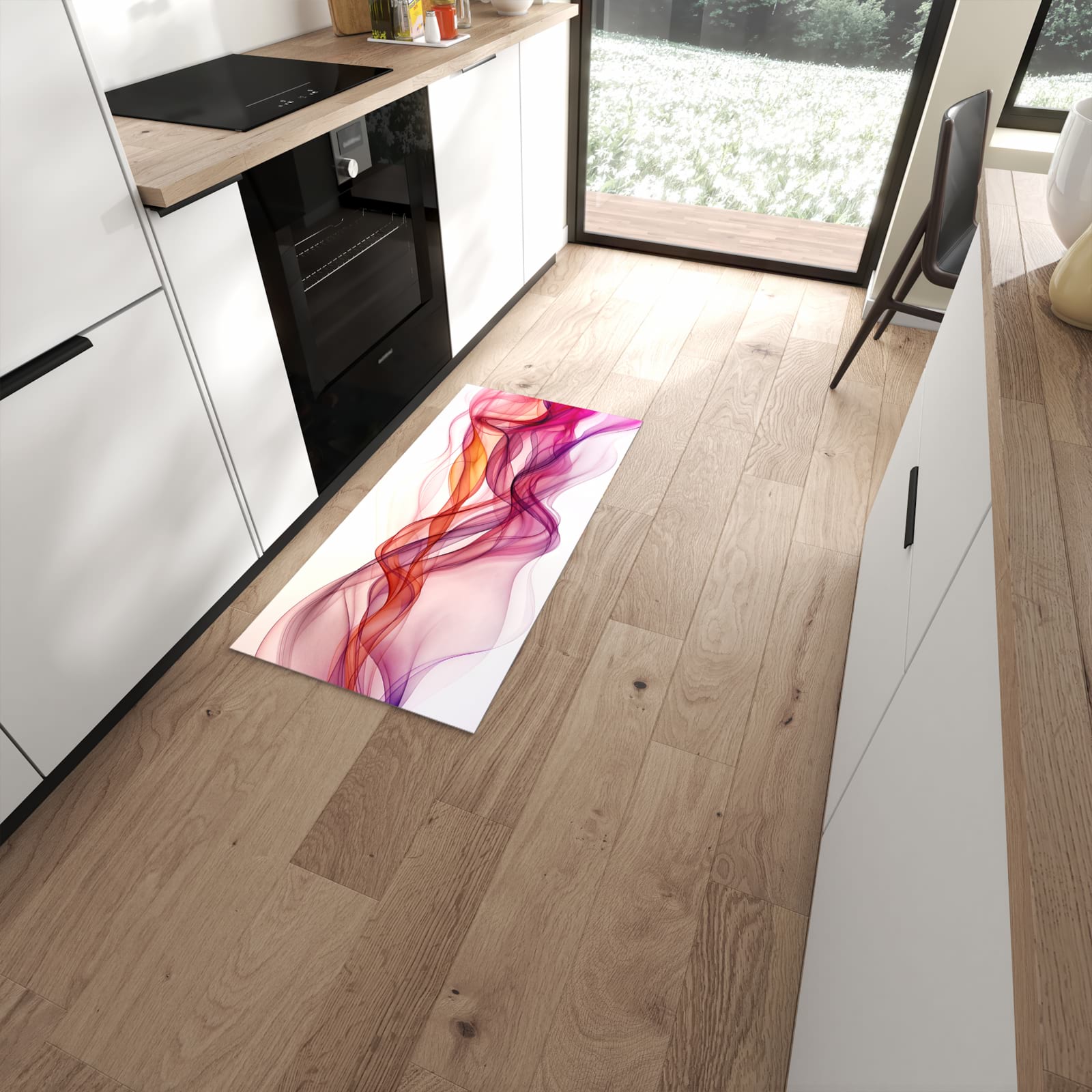 Langlebiger Küchenläufer mit Motiv Farbige Schleier in moderner Küche #grösse_60 x 120 cm