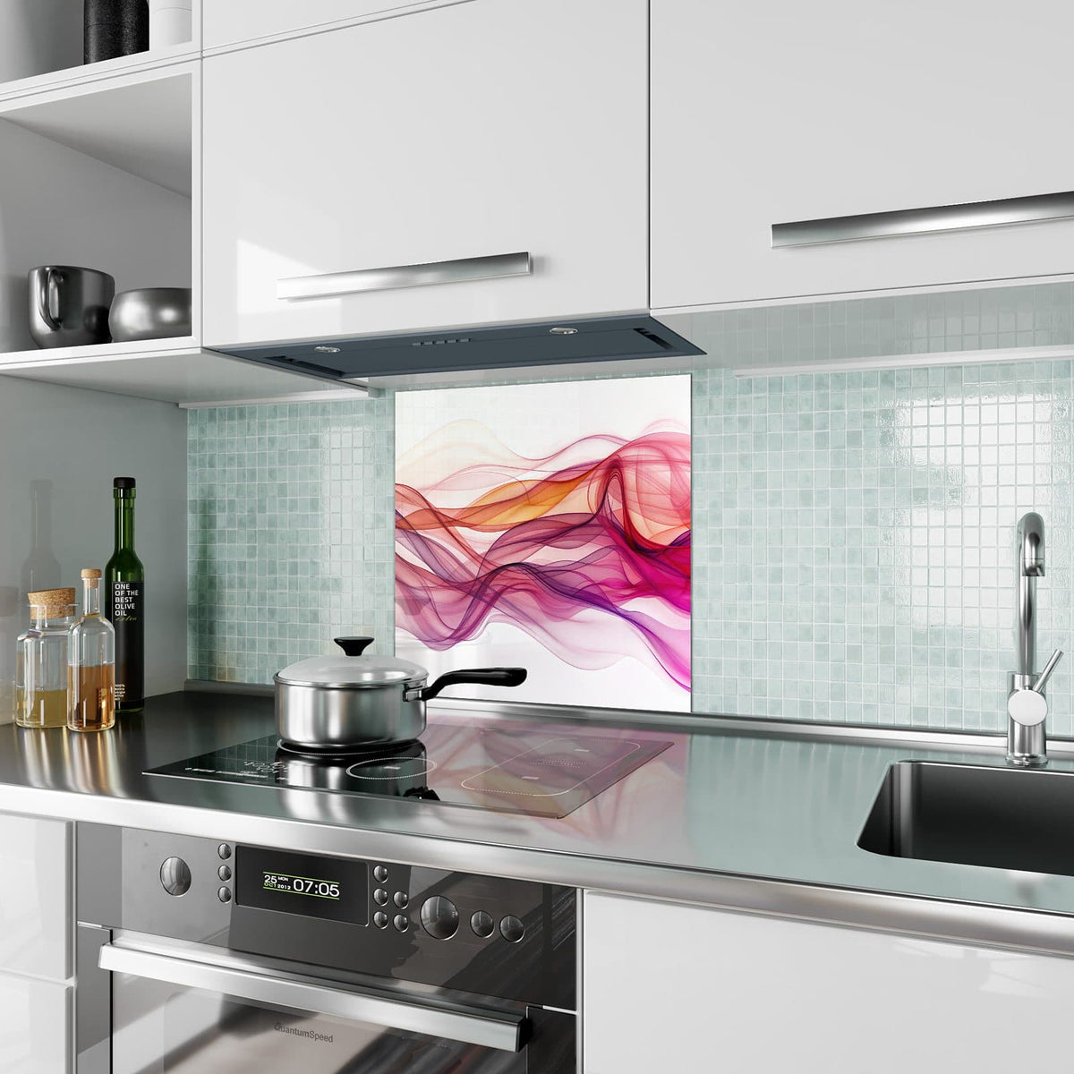 Küchenrückwand Magenta Schleier aus Glas – Durchscheinende Schleier in Magenta
