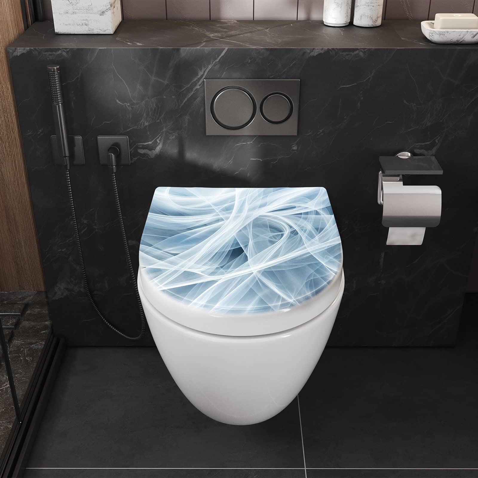 WC-Sitz mit Absenkautomatik Transparente Schleier