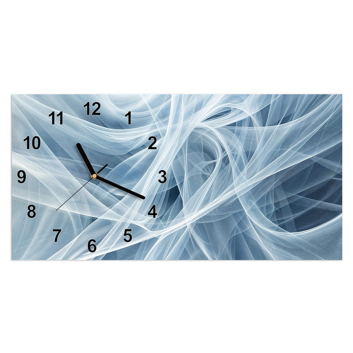 Wanduhr Transparente Schleier aus Glas – Querformat 60 × 30 cm mit Ziffernblatt Modern