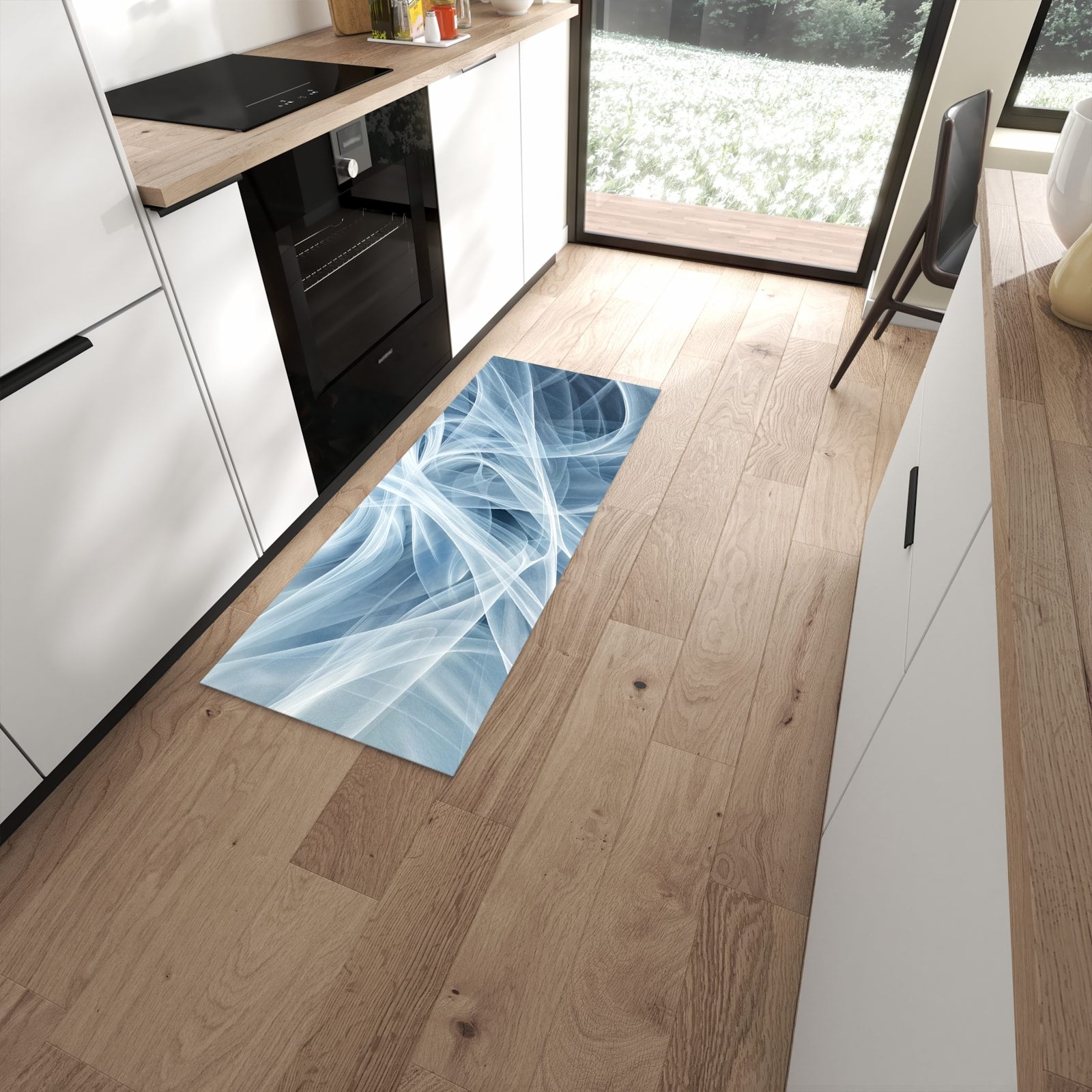 Schmutzabweisender Küchenteppich mit Motiv Transparente Schleier in moderner Küche #grösse_60 x 150 cm