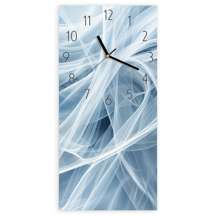 Wanduhr Transparente Schleier aus Glas – Hochformat 30 × 60 cm mit Ziffernblatt Elegant