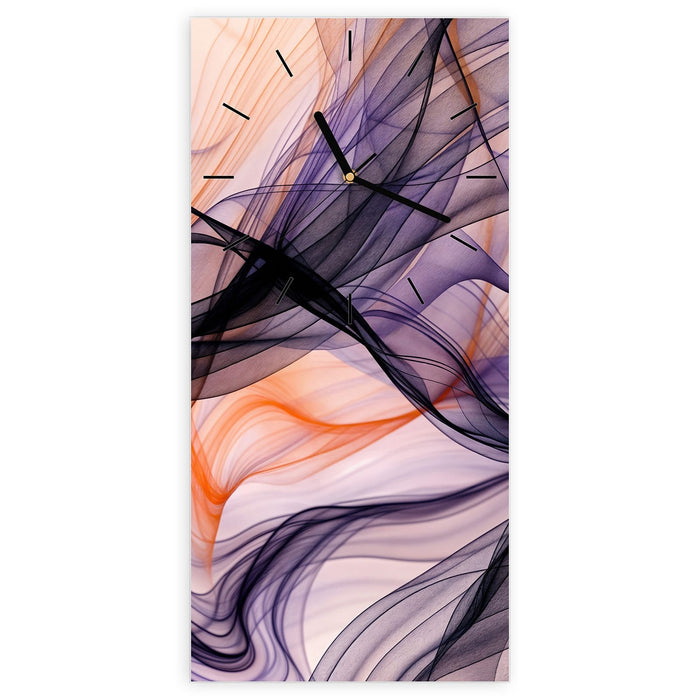 Wanduhr Abstrakte Bewegung aus Glas – Hochformat 30 × 60 cm mit Ziffernblatt Linie