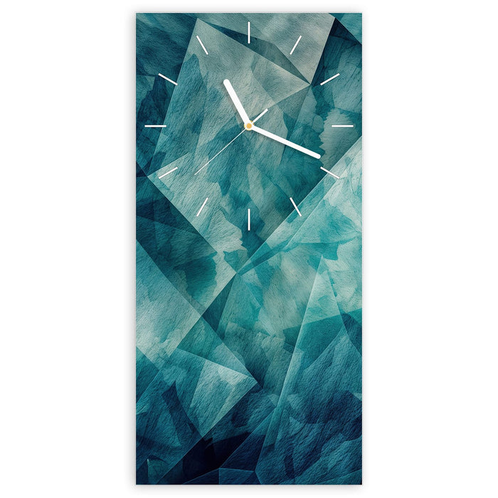 Wanduhr Abstrakte Geometrie aus Glas – Hochformat 30 × 60 cm mit Ziffernblatt Linie