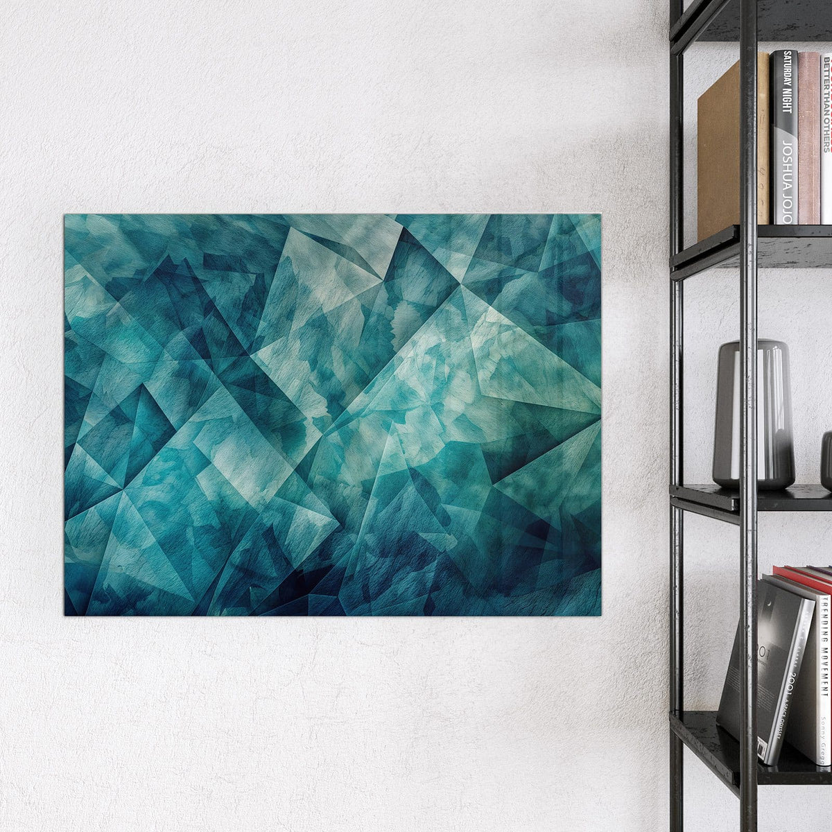 Glas Magnettafel - Abstrakte Geometrie – Überlappende Formen in Türkis