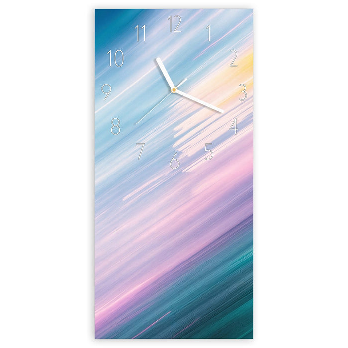 Wanduhr Farbiges Streifenmuster aus Glas – Hochformat 30 × 60 cm mit Ziffernblatt Elegant