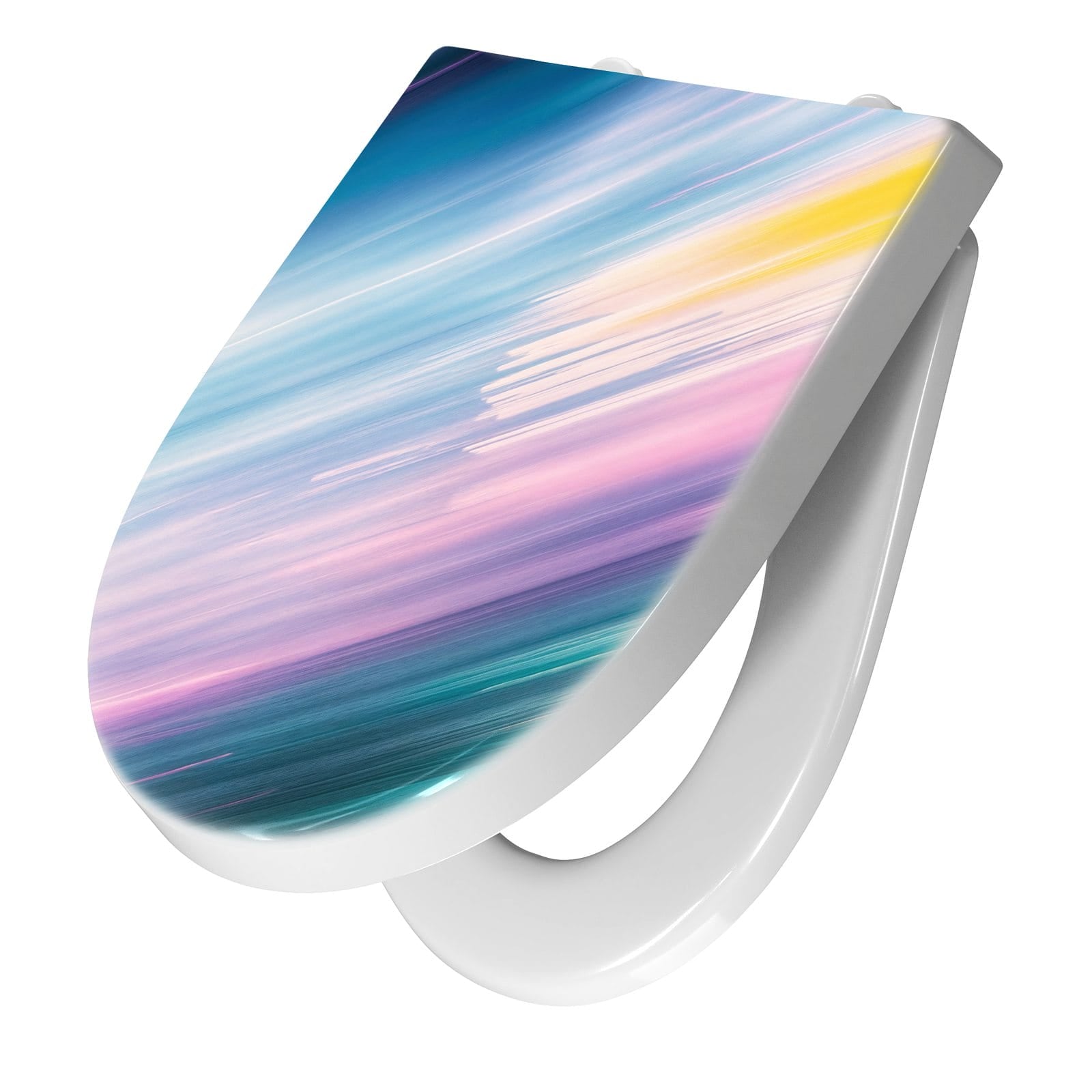 WC-Sitz mit Absenkautomatik Farbiges Streifenmuster