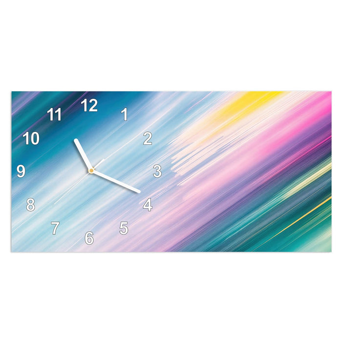 Wanduhr Farbiges Streifenmuster aus Glas – Querformat 60 × 30 cm mit Ziffernblatt Modern