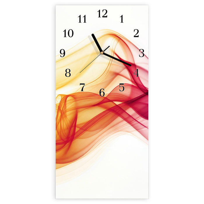 Wanduhr Sanfte Farbwellen aus Glas – Hochformat 30 × 60 cm mit Ziffernblatt Klassisch