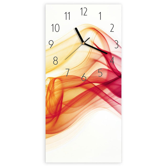 Wanduhr Sanfte Farbwellen aus Glas – Hochformat 30 × 60 cm mit Ziffernblatt Elegant