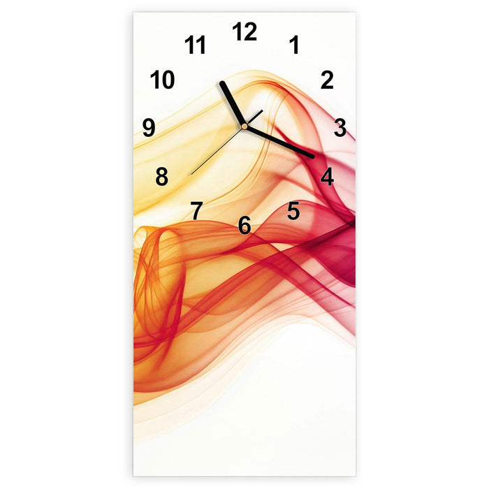 Wanduhr Sanfte Farbwellen aus Glas – Hochformat 30 × 60 cm mit Ziffernblatt Modern