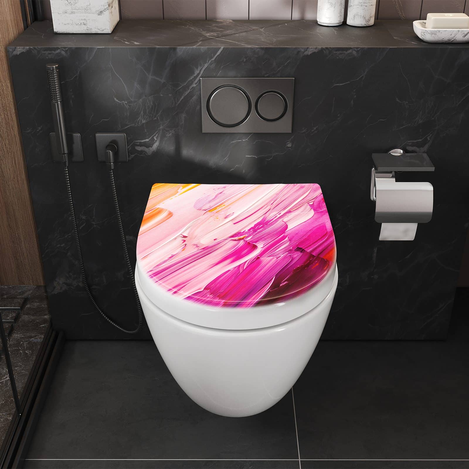 WC-Sitz mit Absenkautomatik Pinselstriche