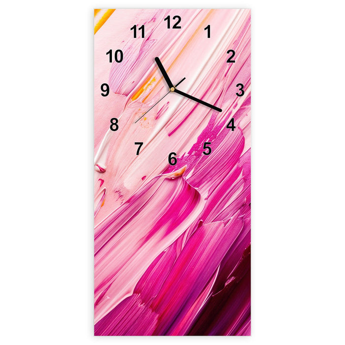 Wanduhr Pinselstriche aus Glas – Hochformat 30 × 60 cm mit Ziffernblatt Modern