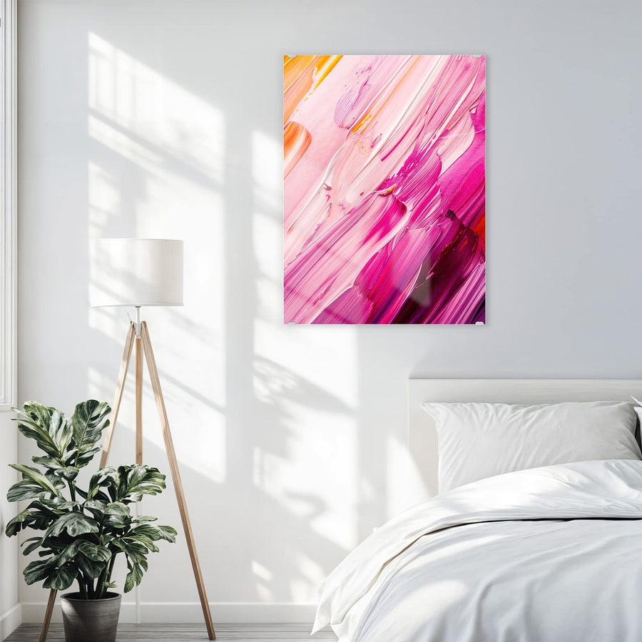 Maße Wandbild - Rosa Pinselstriche - Hochformat