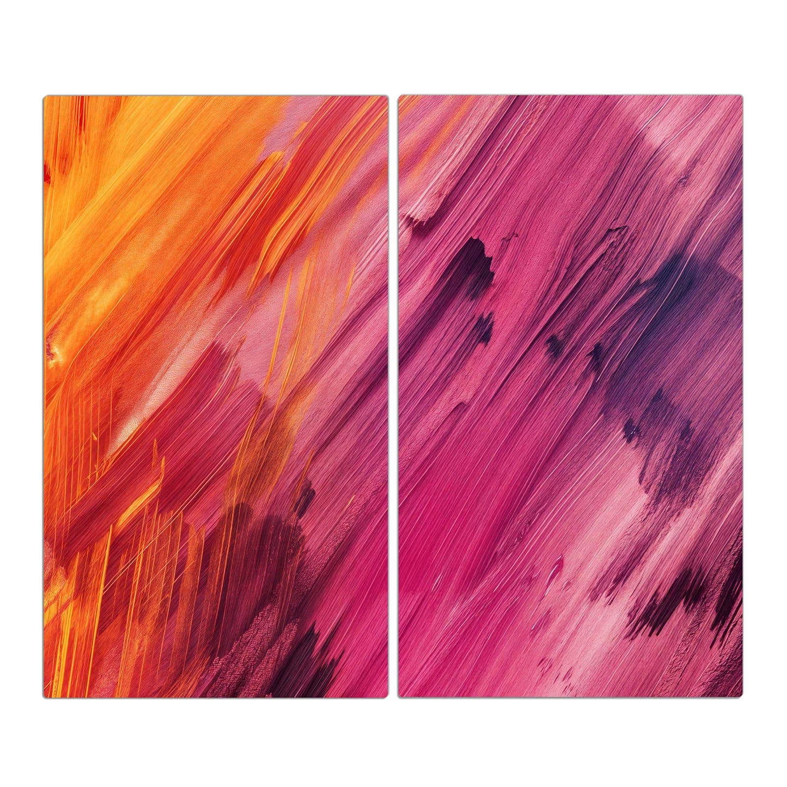 2-teilige Herdabdeckplatten für Ceranfeld mit Abstrakte Farben-Motiv in der Frontansicht #grösse_2-Teilig (60x52cm)