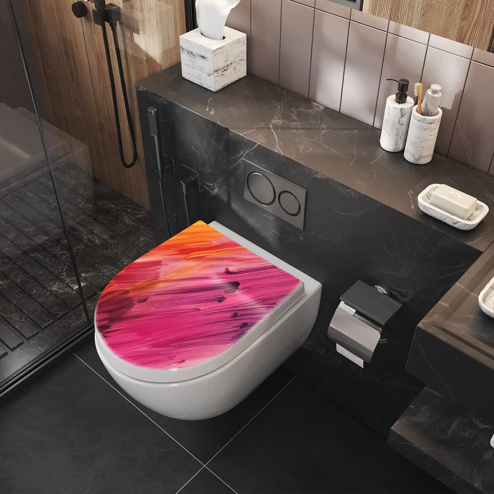 WC-Sitz mit Absenkautomatik Abstrakte Farben