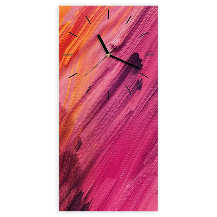 Wanduhr Abstrakte Farben aus Glas – Hochformat 30 × 60 cm mit Ziffernblatt Linie