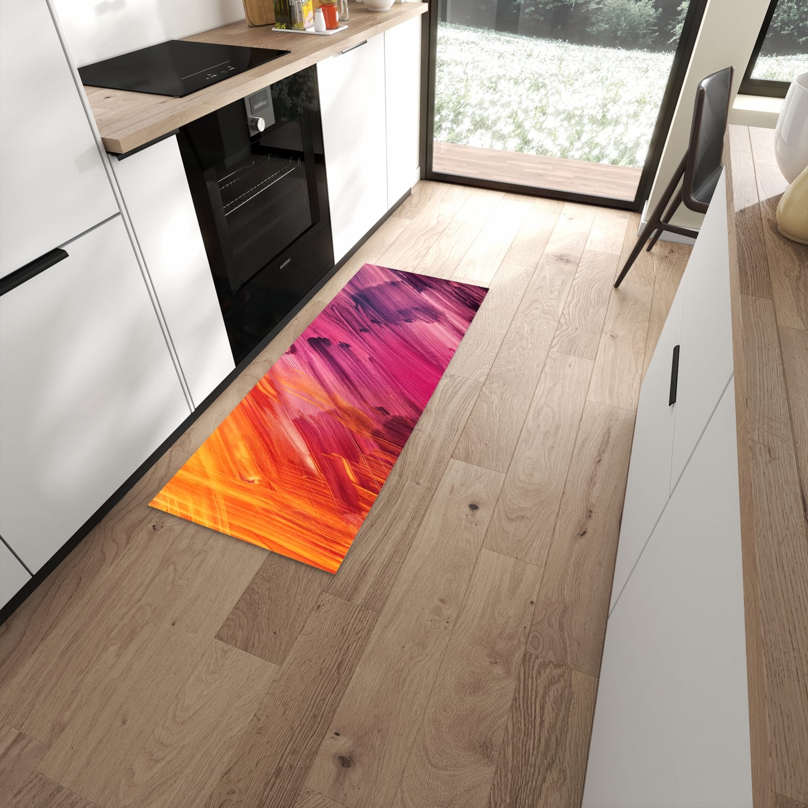 Rutschfester Küchenteppich mit Motiv Abstrakte Farben in moderner Küche #grösse_60 x 150 cm