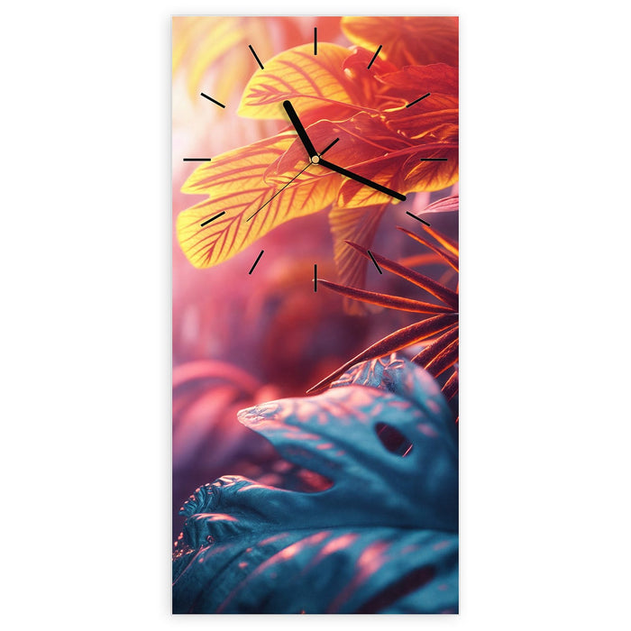 Wanduhr Lichtdurchfluteter Dschungel aus Glas – Hochformat 30 × 60 cm mit Ziffernblatt Linie