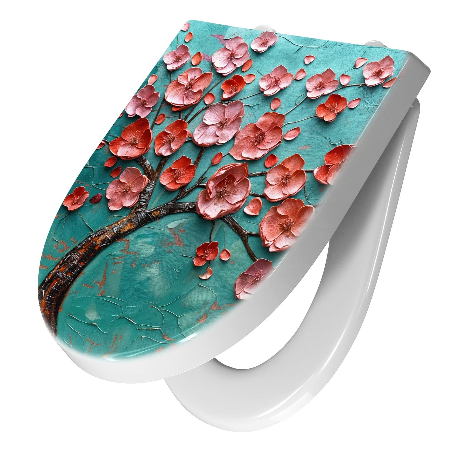 WC-Sitz mit Absenkautomatik Blütenbaum Kunst