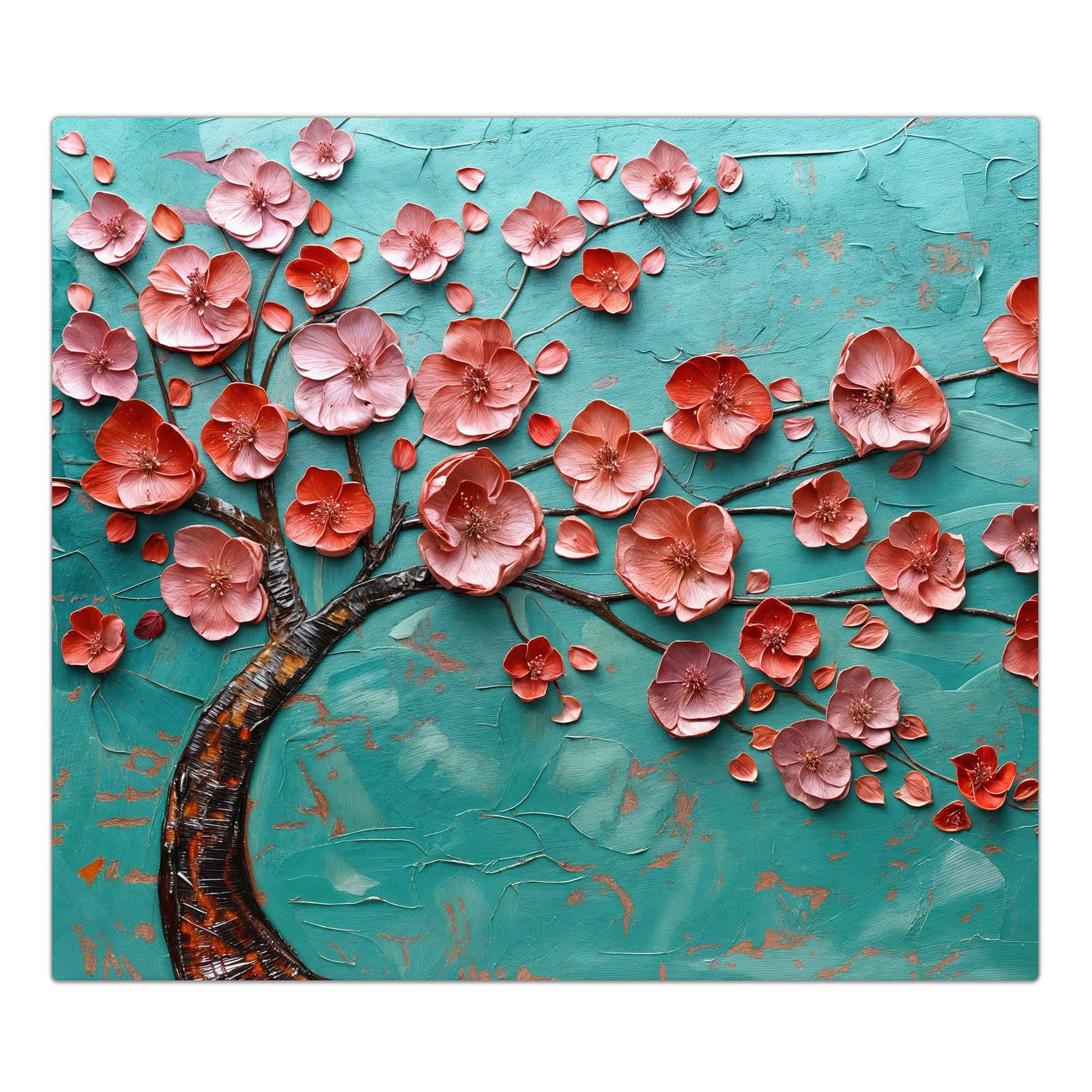 1-teilige Herdabdeckplatte mit Blütenbaum Kunst-Motiv in der Frontansicht #grösse_1-Teilig (60x52cm)