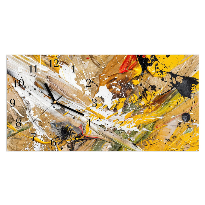 Wanduhr Abstrakte Malerei aus Glas – Querformat 60 × 30 cm mit Ziffernblatt Klassisch