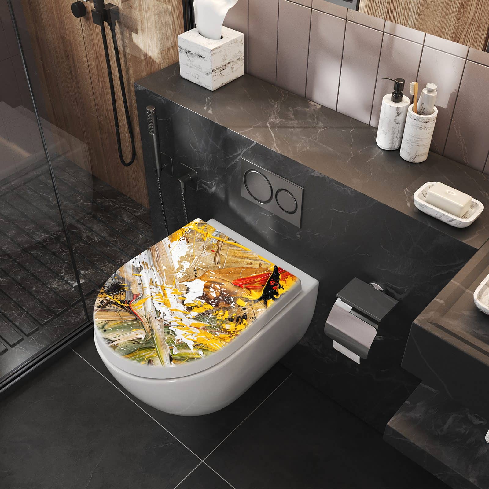 WC-Sitz mit Absenkautomatik Abstrakte Malerei