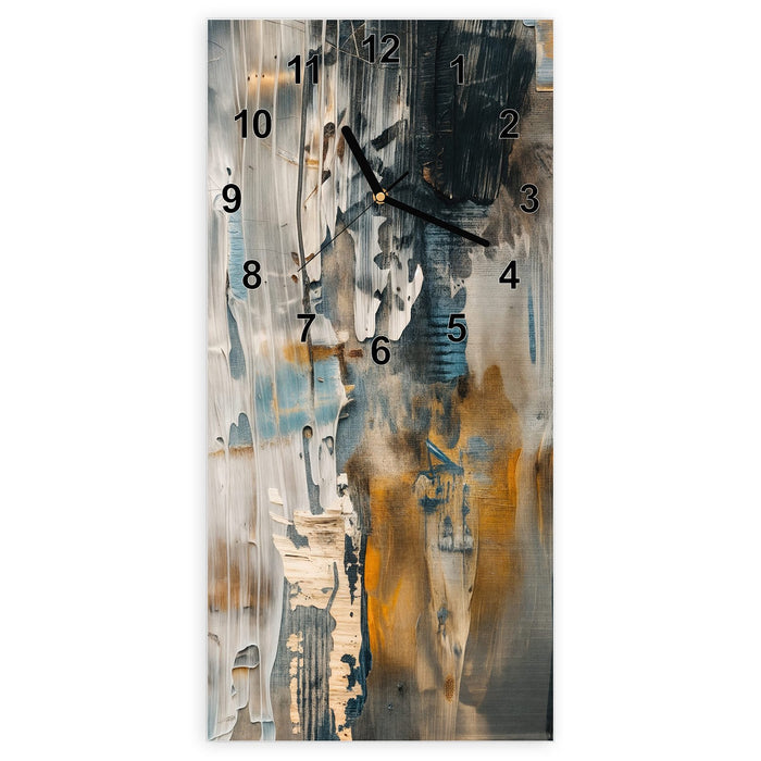 Wanduhr Abstrakte Kunstwerke aus Glas – Hochformat 30 × 60 cm mit Ziffernblatt Modern