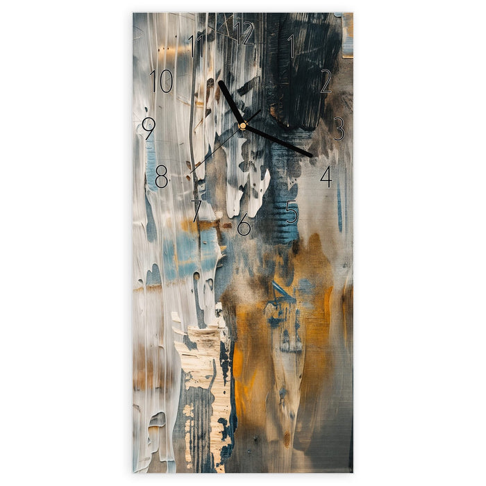 Wanduhr Abstrakte Kunstwerke aus Glas – Hochformat 30 × 60 cm mit Ziffernblatt Elegant
