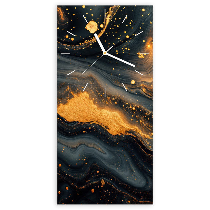 Wanduhr Abstrakter Wirbel aus Glas – Hochformat 30 × 60 cm mit Ziffernblatt Linie