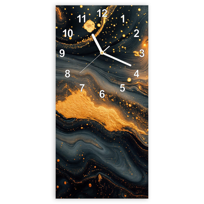 Wanduhr Abstrakter Wirbel aus Glas – Hochformat 30 × 60 cm mit Ziffernblatt Modern