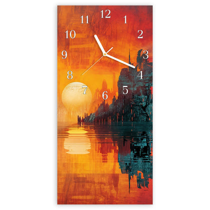 Wanduhr mit dem Motiv Sonne zwischen Felsen