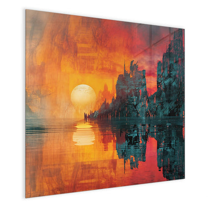 Magnettafel mit dem Motiv Sonne zwischen Felsen