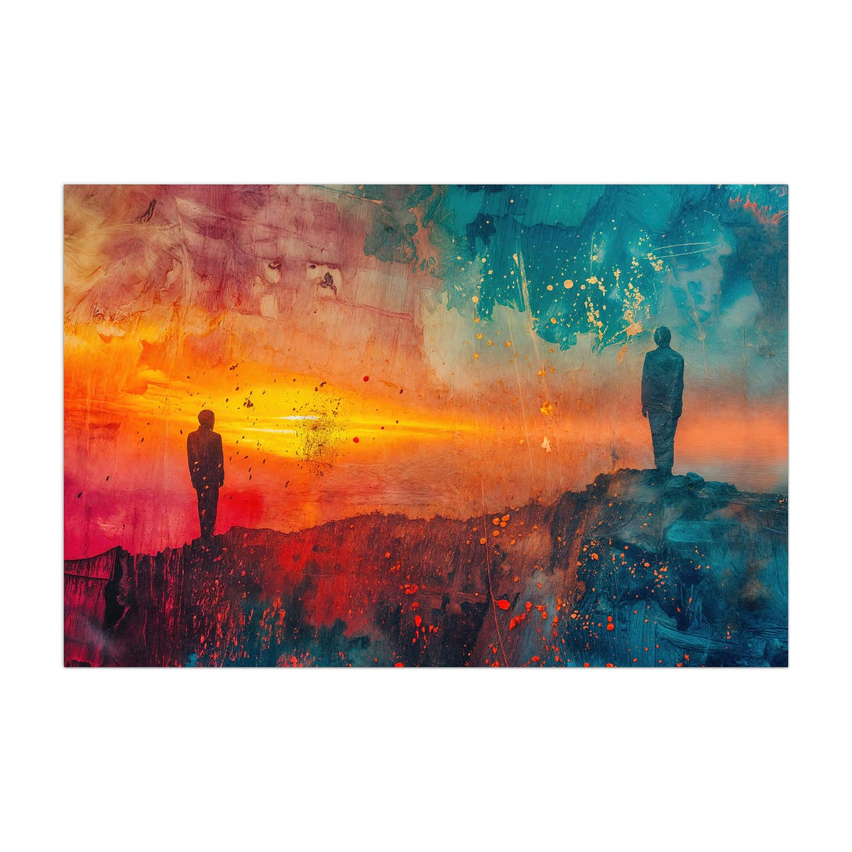 Küchenrückwand aus Glas Silhouette am Horizont im Hochformat, Motiv bildfüllend von vorn
